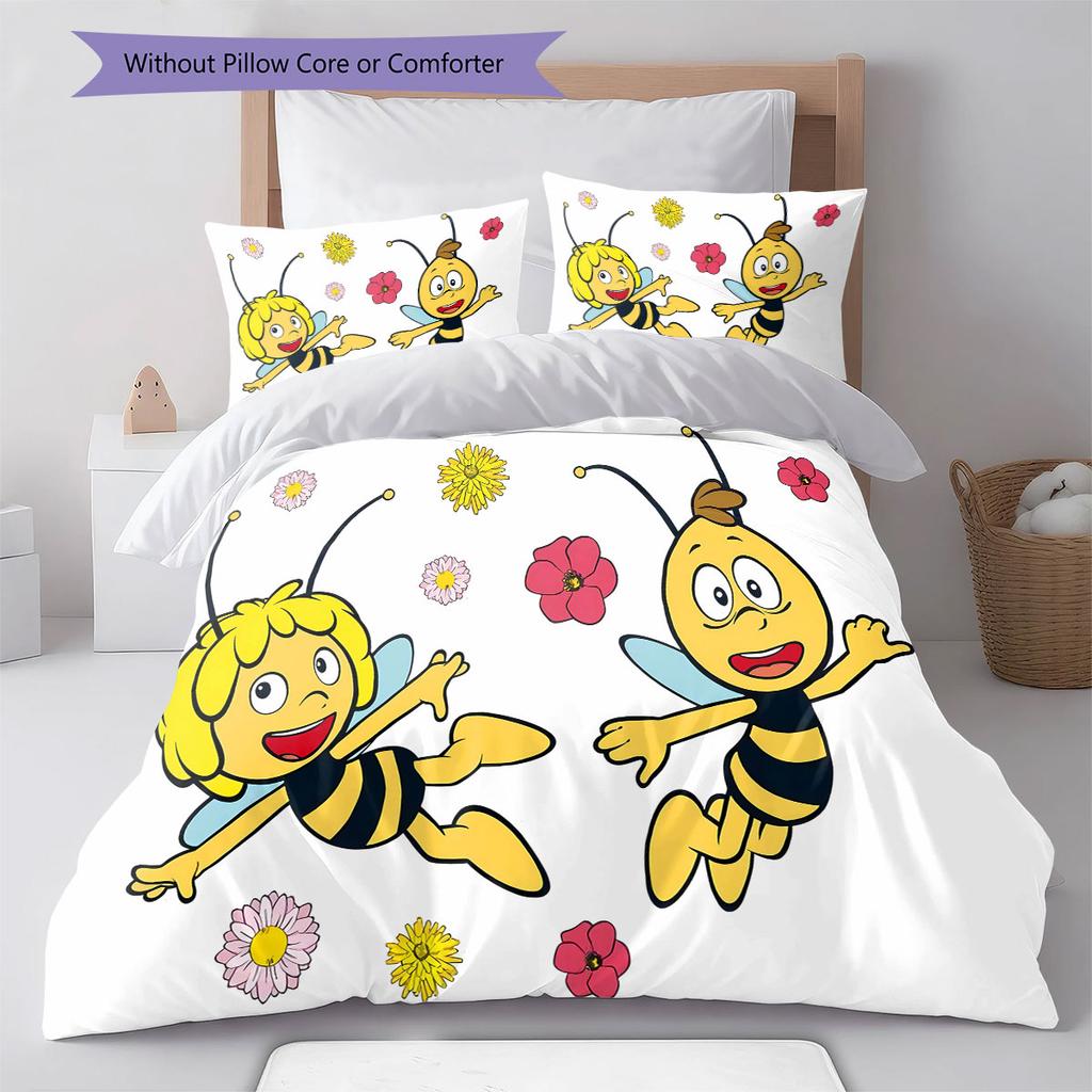 La Abeja Maya Pattern Bedding,Quilt Set Quilt Cover Pillowcase Home Birthday Gift(1 * duvet cover + 2 * pillowcase, without core)