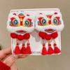 Plush Chinese New Year Headwear Tassel Ancient Style Hairpin Children Red Bow Hairpin  Children