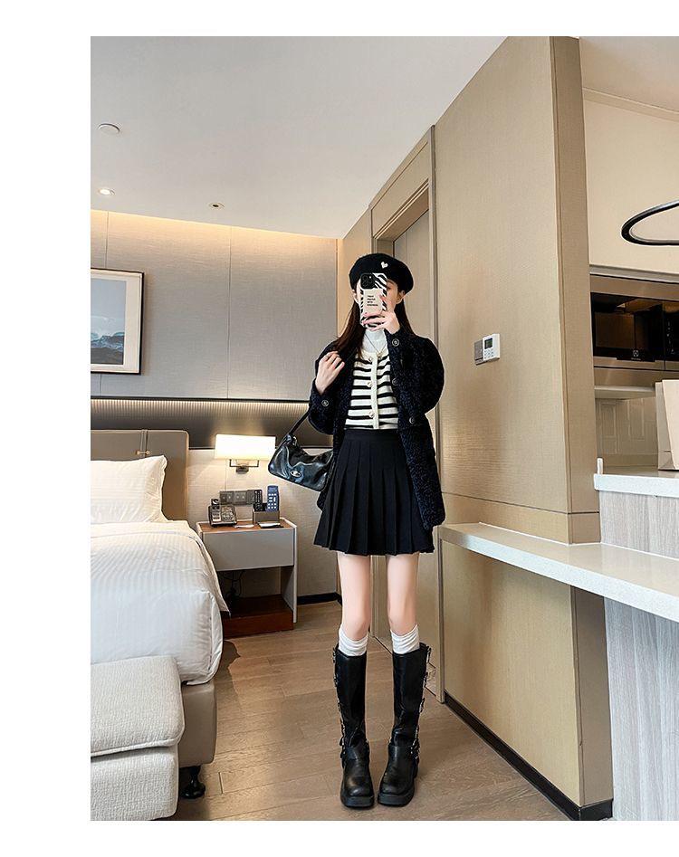 Autumn/Winter Thick Wool Pleated A-line Skirt - High Waist Slimming, Plus Size, Petite, Extended Length. 