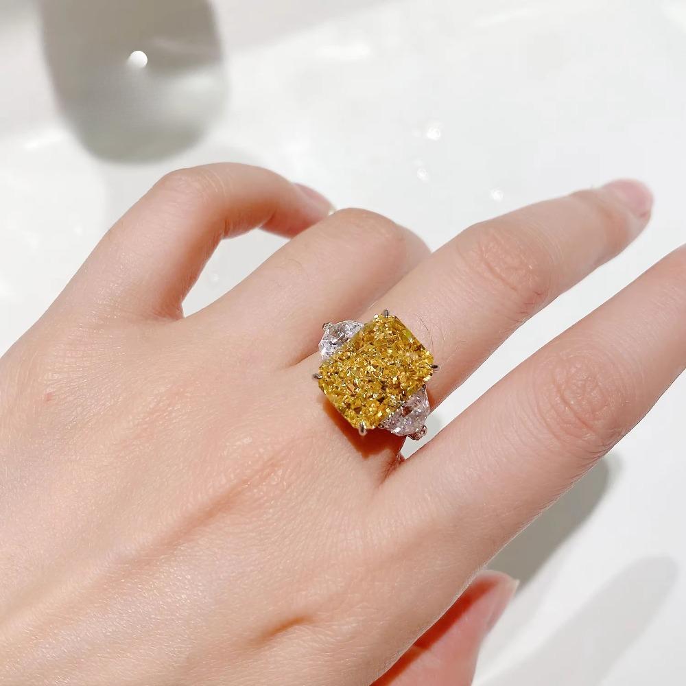 Luxusní žluté drahokamy CZ diamantové prsteny 925 stříbro rhodiované zirkonové jemné šperky prsten pro ženy