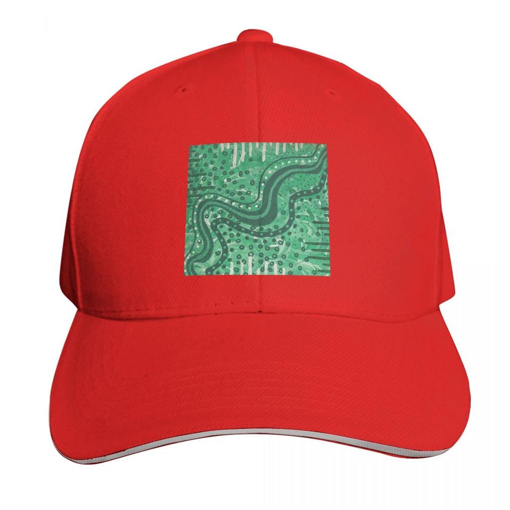 Bright Green Machine Abstract Painting Baseball Cap Cotton Twill Breathable Contrast Two Tone Brim Snapback Flat Bill