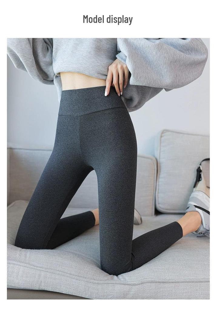 Plus Size High-Waisted Women's Pants - Warm Fleece Base Layer for Autumn and Spring