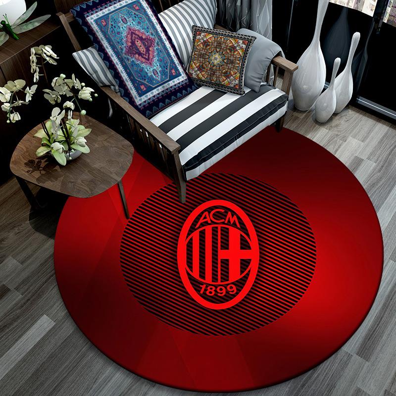 Associazione Calcio Milan3 Round Area Rug,Carpet Rug for Living Room Bedroom Sofa Playroom Decor,Non-slip Floor Mat