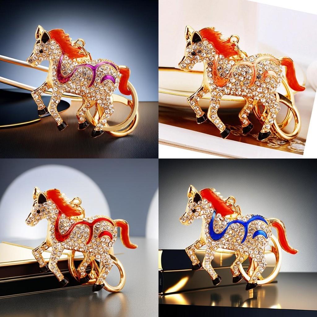 Mini Cute Rhinestone Horse Keychain Bag Pendant Keyring Metal Gift Birthday For