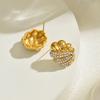 Chunky Golden Earrings for Women Trendy Statement Gold Plated CZ Zircon Flower Studs Lightweight Hypoallergenic Fashion Jewelry