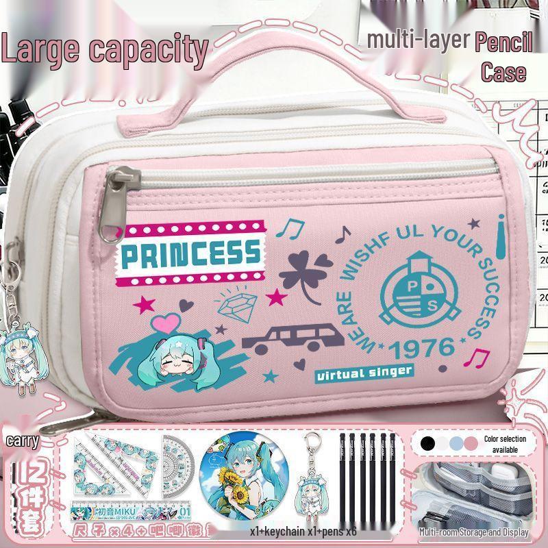 Astuccio Grande Capacità Hatsune Miku per Studenti e Ragazze - Borsa Portatile