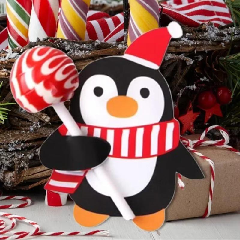 50-500PCS Christmas Candy Gift Packaging Festive Decorative Paper Card Santa Claus Penguin Card Gift Accessory Party Supplies