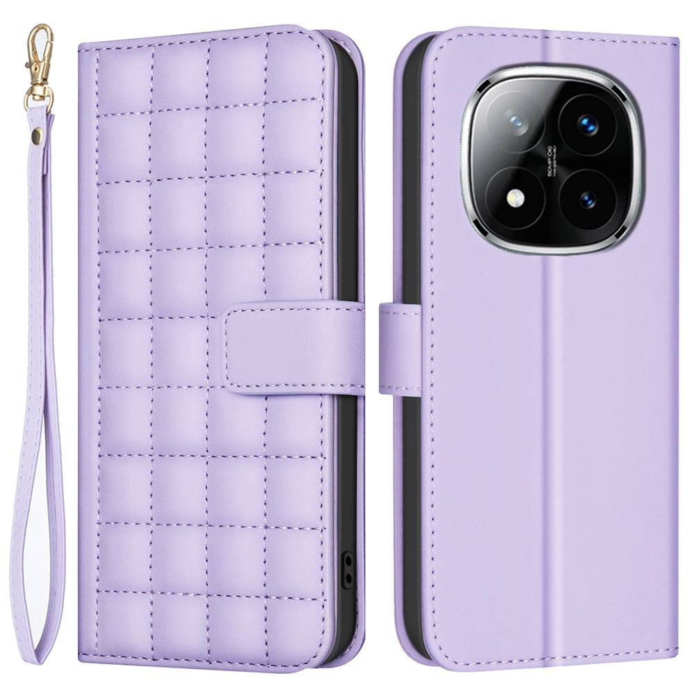 BINFEN COLOR BF34 for Xiaomi Redmi Note 14 Pro 4G Leather Case Wallet Square Grid Phone Cover