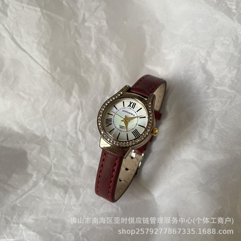 Cardamom Niche Color Fritillary Watch Female Style Student Simple Temperament Drill Surface Round Small Dial