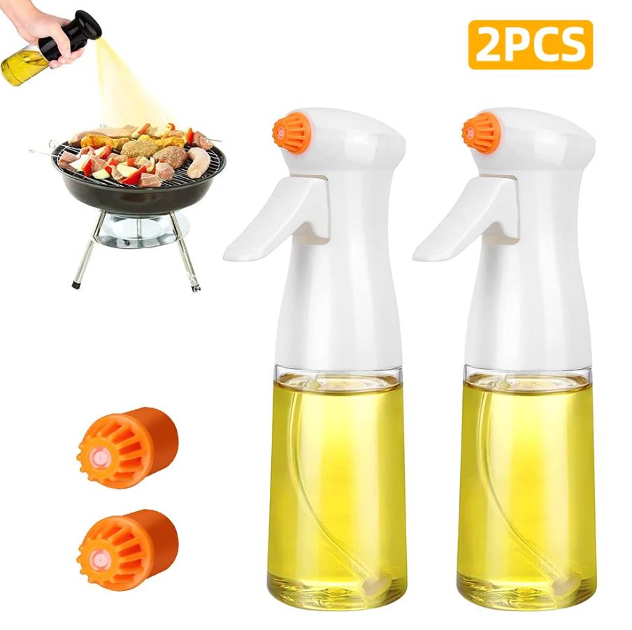 2PCS Plastic Spray Oil Bottle 200ml Kitchen Cooking Oil Dispenser Outdoor Camping BBQ Vinegar Sauce Sprayer Bottle