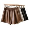 Women's High-Waist PU Leather Shorts - Elastic Waist, Loose Fit, Versatile Fashion for Autumn/Winter
