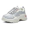 FILA Fisherman Round Toe Lace-Up Low-Top Dad Shoes Women sneaker Gray White Red F12W044115FGS