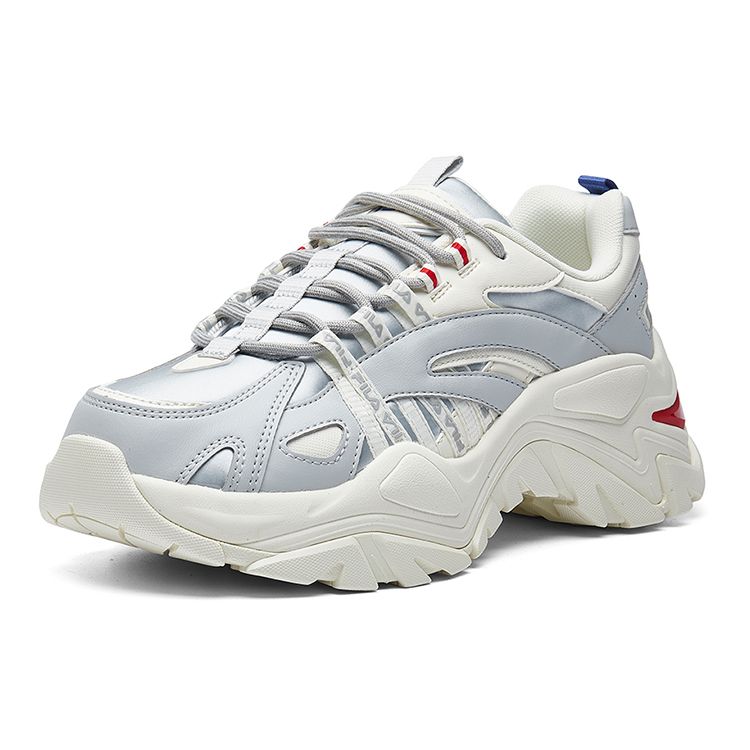 Fila Fisherman Round Toe Lace-Up Low-Top Dad Shoes Women Sneaker Gray White Red F12W044115FGS