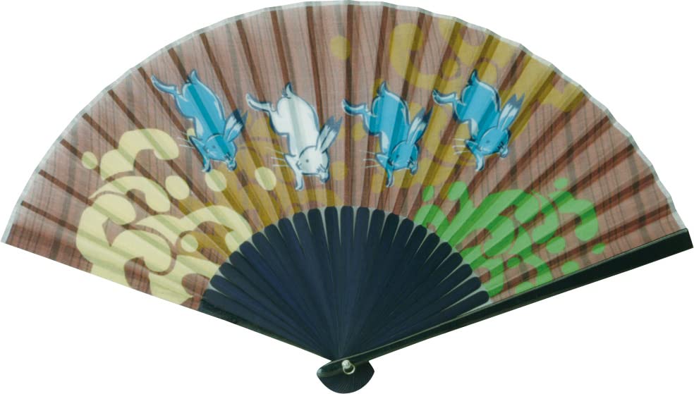 

Мужской тканевый веер Onishi Ken Seihan, 22 см, дизайн «Волна и кролик», «Рябь» 55-50