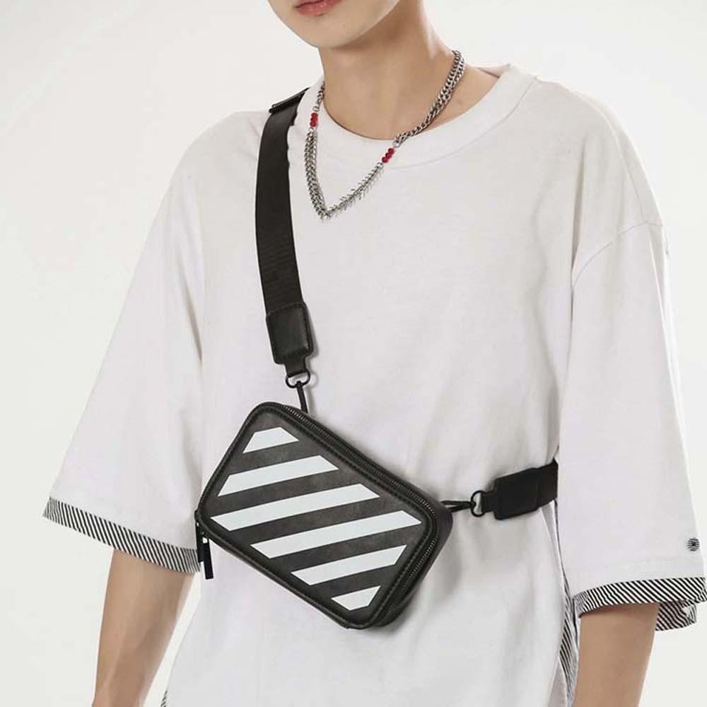 

Small Square Men Crossbody Bag Korean Style Messenger Bag Exquisite PU Leather Shoulder Bag Unisex чёрный