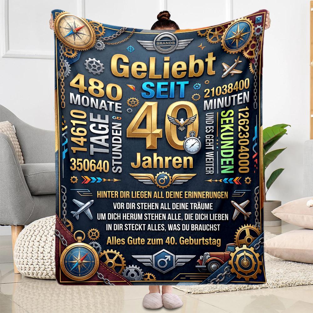 Happy 40th Birthday Celebration Blanket Soft & Cozy Suitable for Bed Office Seaside for All Seasons Modern Gifts For Family Or Friends
