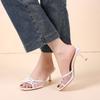 Fashion Hot-sell Women's High Heels Slippers Luxury Slim Heel Sandals Fashion Bow Decorated High Heels Slippers Breathable Mesh Slippers