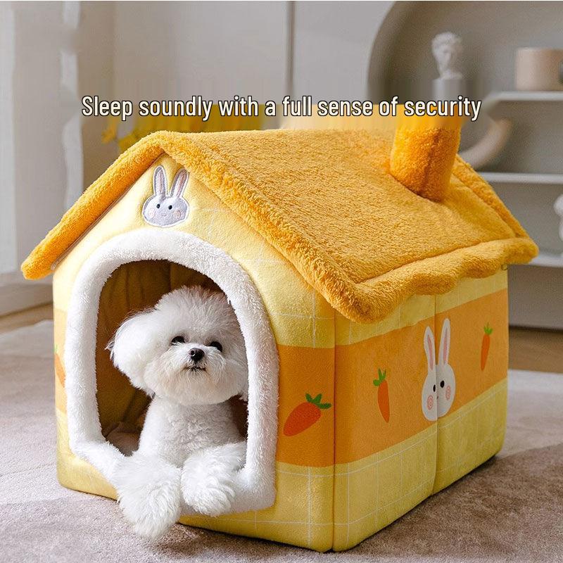 Removable & Washable Pet Villa: Cozy Enclosed Bed for Cats & Dogs, Warm All-Season Comfort