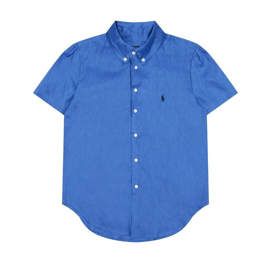 2025 Sommer Ralph RL Little Pony Besticktes Reines Leinen Göttinnen-Kurzarmhemd