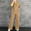 ZANZEA Women Half Sleeve Blouse and Pants Casual Two Piece Suit Sets