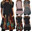 Abito da donna alla moda casual stampato a girocollo pullover ampio a maniche corte