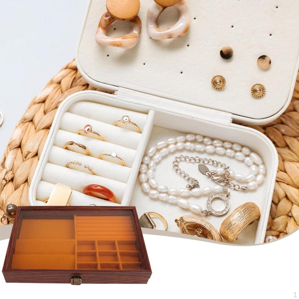 Jewelry Box Container Multifunctional Lockable with Flip Clear Open Lid Large Capacity Gifts