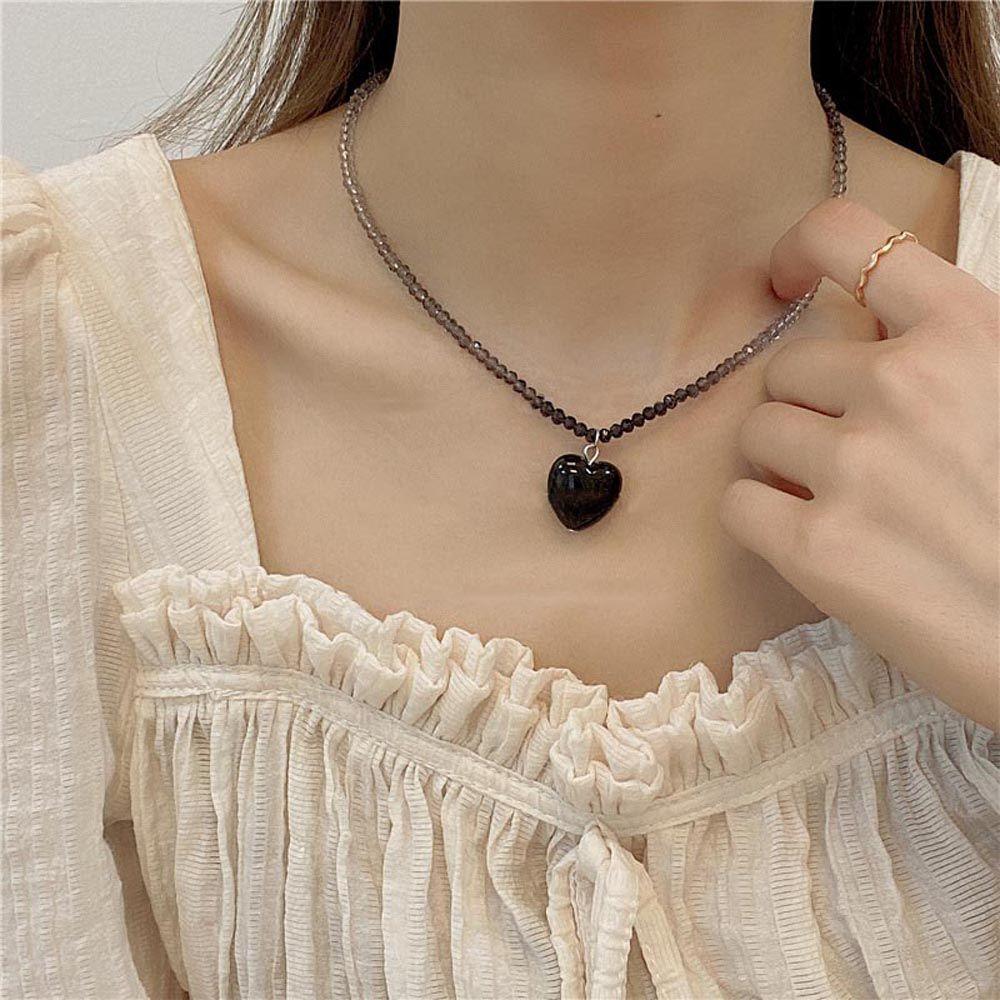 

Elegant Trendy Heart Tulip Party Flower Pendant Woman Clavicle Choker Korean Necklaces Beaded