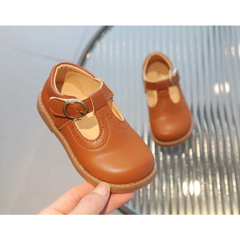 Girls Solid Color British Style Kids Princess Leather Shoes College Style Casual Single Shoes