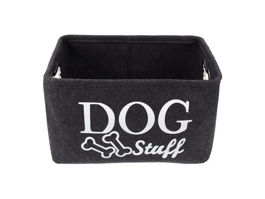 Aufbewahrungskorb für Haustiere: Filzquadrat mit Holzgriff für Spielzeug, Snacks, Wäsche und Sonstiges.