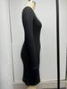 V-neck Knitted Sweater Dress - Long Sleeve, Slim Fit, Ruched Drawstring, Ribbed Design for Autumn/Winter