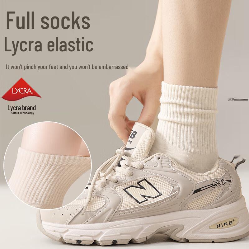 Women's Pure Cotton Mid-Tube Socks 6-Pack
