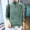 Standing Collar Zip Knitted Cardigan Women's Short Jacket Turtleneck Sweater Loose Casual Tops