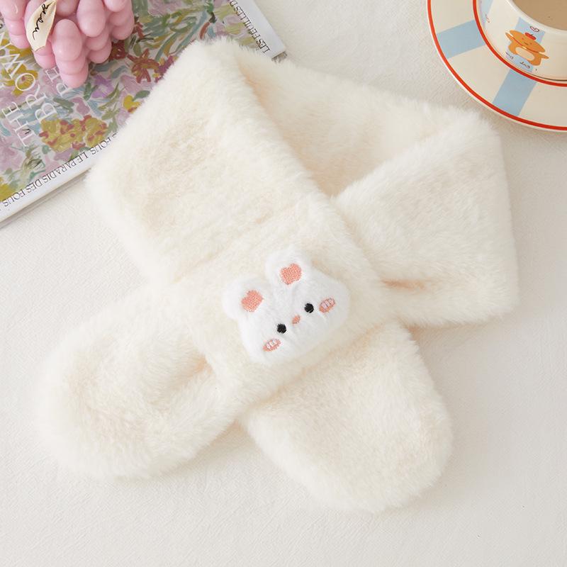 Autumn/Winter Heart Rabbit Children's Scarf - Cute Korean Style Warm Plush Baby Neck Warmer for Girls Cold Protection