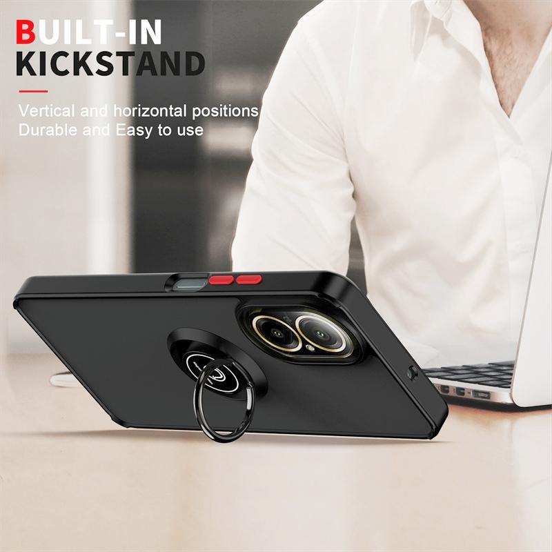 Armor Funda for Realme C67 4G Case Magnetic Metal Ring Stand Holder Cover for OPPO Realmi C67 C 67 RealmeC67 4G Matte Hard Coque