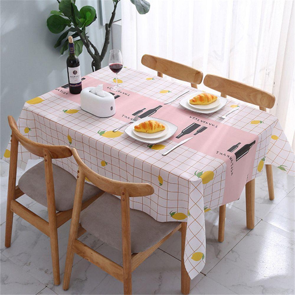 Plastic PVC Waterproof Oilproof Kitchen Dining Table Colth Rectangula Grid Printed Tablecloth Cover Mat Oilcloth Antifouling