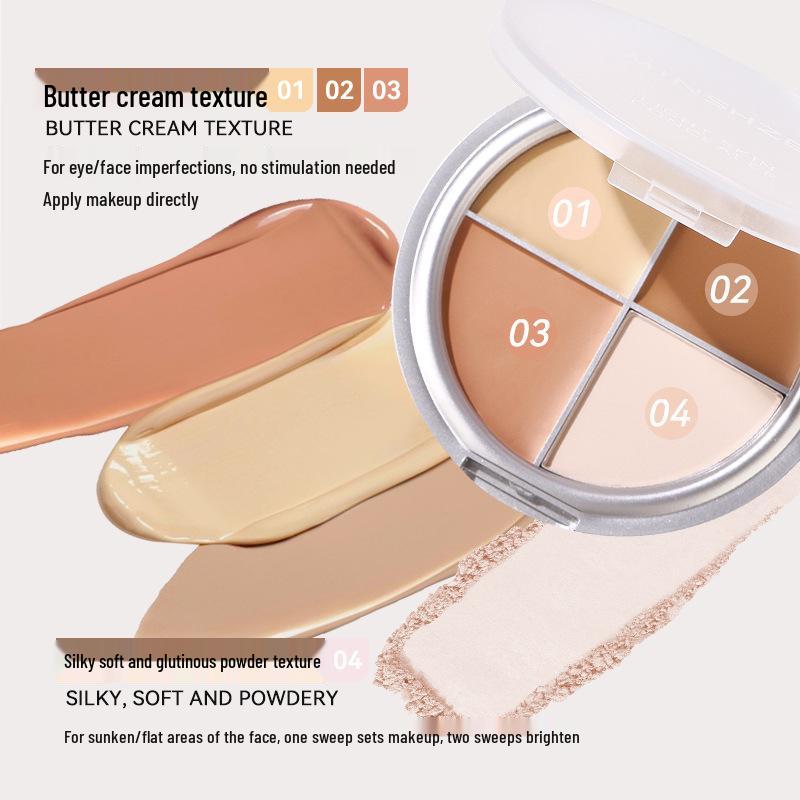 Mingxi Zhi 4-Color Concealer Palette: Smooth, Brightens, Conceals Blemishes & Acne Scars, Contours & Highlights, Non-Caking.