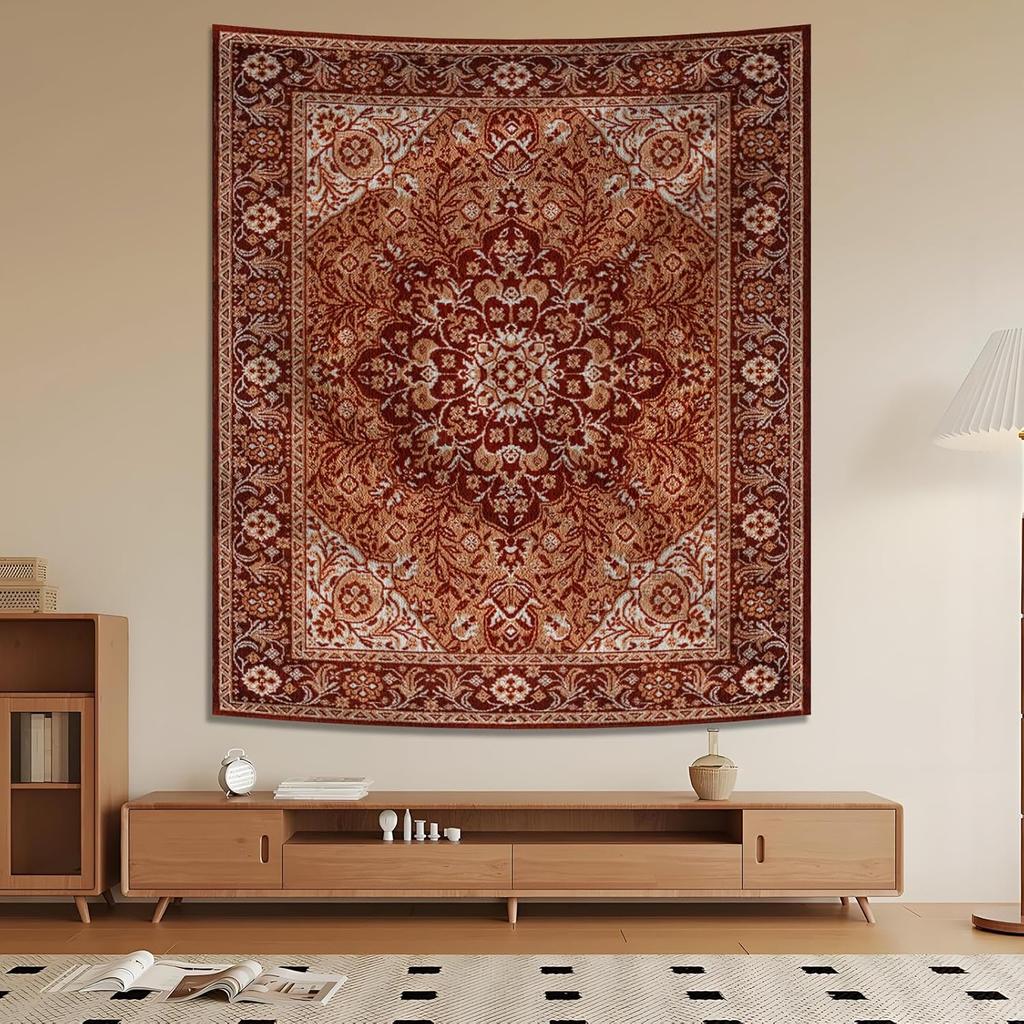 Boho Mandala Wandteppich Wandbehang für Schlafzimmer, Hippie Ästhetik Böhmische Vintage Wandkunst für Wohnzimmerdeko, Indisches Blumendesign