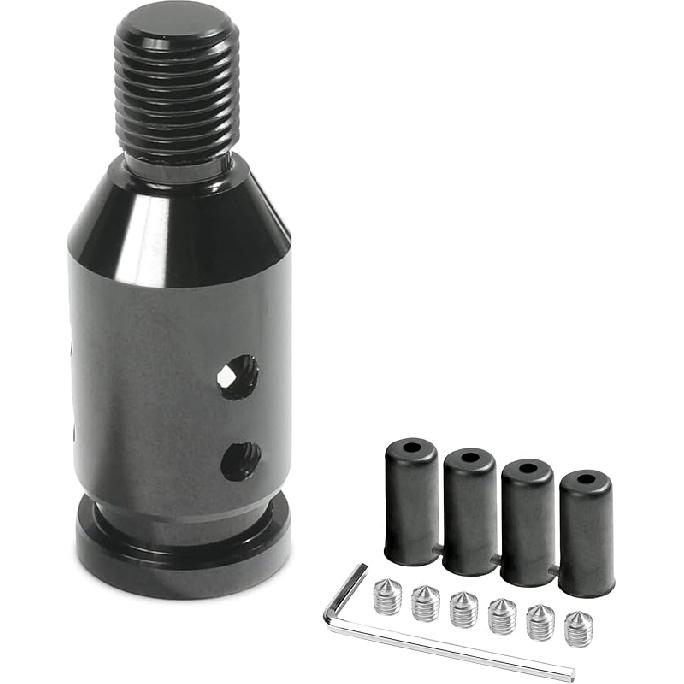 YAKEFLY Universal Gear Shift Connector, Aluminum Automatic Shifter Adapter, Non-Threaded Manual Gear M12x1.25 (Black)