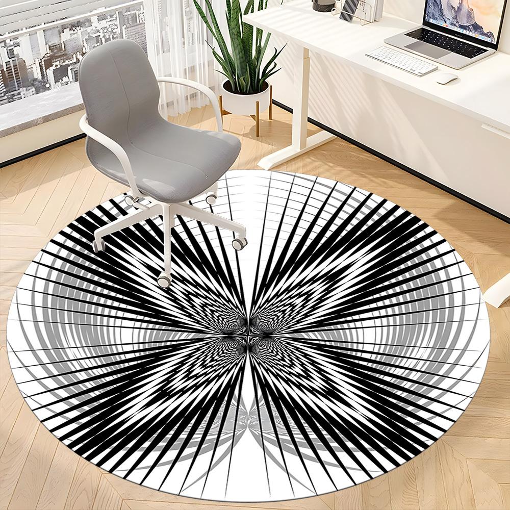 1pc Geometric Circle Pattern Chair Carpet for Office Non Slip, Machine Washable Rug for Office, Room Holiday Decor for Christmas, Birthday Polyester