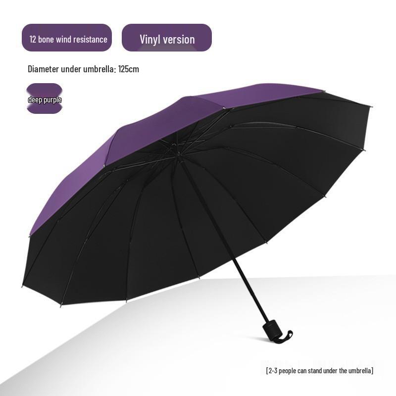 Customized Large Automatic Business Umbrella - Sun & Rain Dual-Use, Black Glue Sunshade, Anti-Rainstorm, Reinforced Windproof.