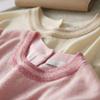 Color Blocking Walking Bright Silk Short Sleeved Knitted Sweater for Women Light Mature Pink Single Breasted Bottom Top