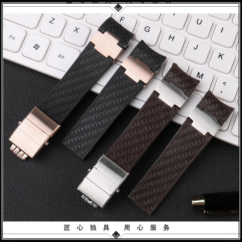 Per Ulysse Nardin Cinturino in Gomma Siliconica 263 DIVER Cinturino con Estremità Curva Nero Marrone Blu 22mm Cinturino Impermeabile Braccialetti