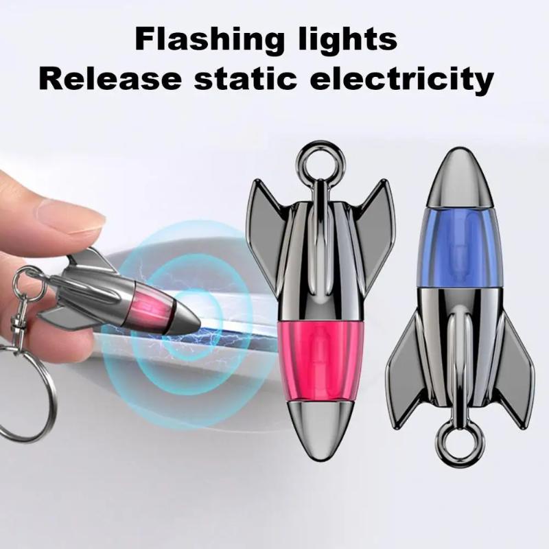 Car Static Eliminator Discharger Keychain Pendant Novel Rocket Design Anti-Static Device For Car Metal Door Handle