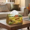 2D Flat, 1pc 2Dflat Pastoral Scenery Country Farm Suitable for Daily Picnic Activities Teacher'S Day Tissue Box, Polyester Material