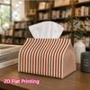 1pc, 2D Flat Printing, Tissue Box Brown Striped Pattern Printed Tissue Box, Suitable for Home, Kitchen, And Car Decoration, Tissue Dispenser, Ideal Fo