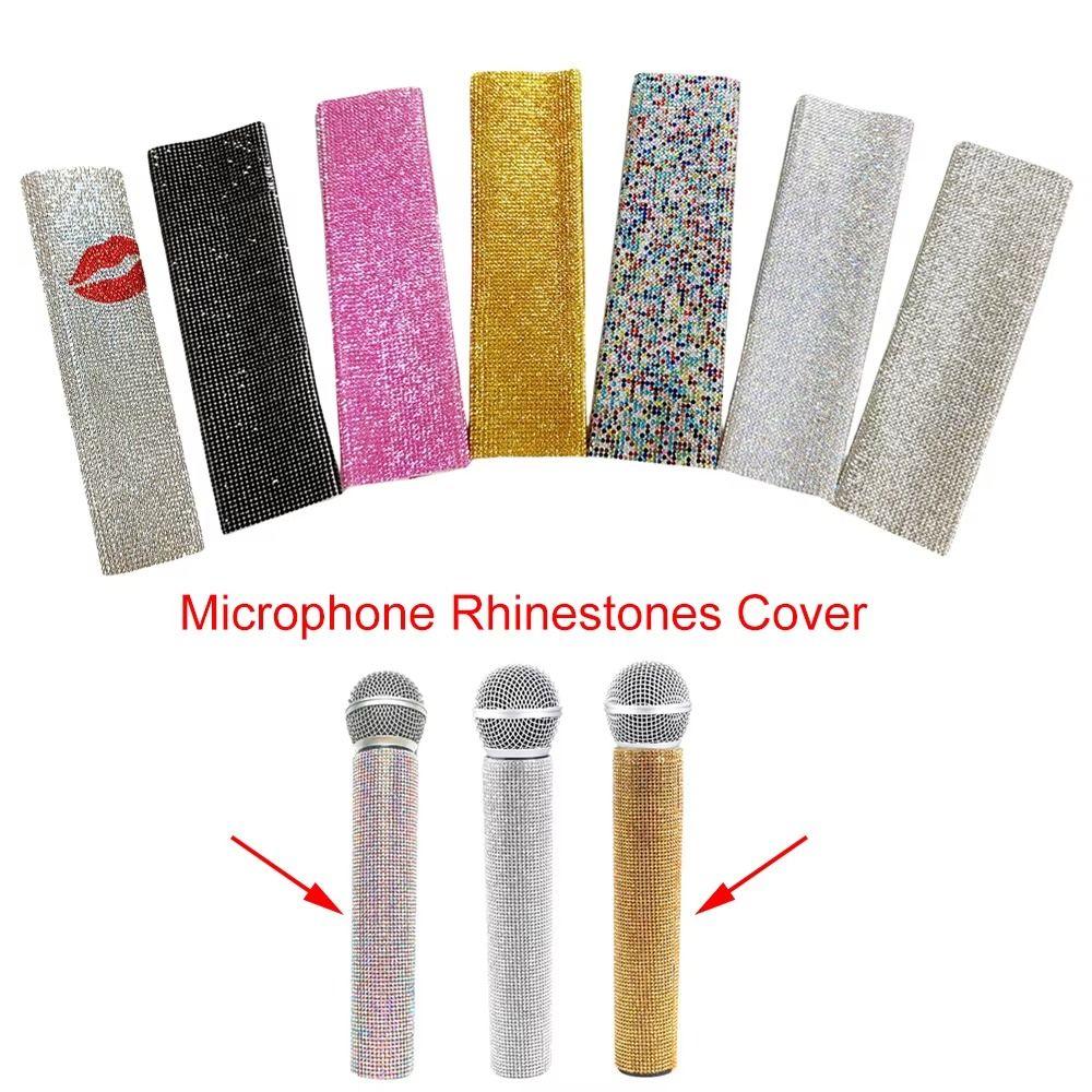 Coprimicrofono Argento Oro Strass Manico Microfono Bling Bling Manicotto per Microfono Show TV