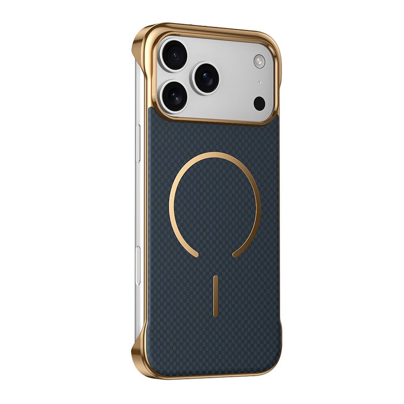 

For Magsafe Magnetic Wireless Charging Frameless Carbon Fiber Shockproof Phone Case For iPhone 17 Pro Max 17 Bumper Back Cover iPhone17 Pro синій