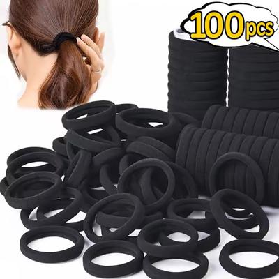 Hochelastische Haargummis für Damen Mädchen Schwarz Basic Haargummi Stirnband Einfacher Pferdeschwanzhalter Scrunchies Haaraccessoires