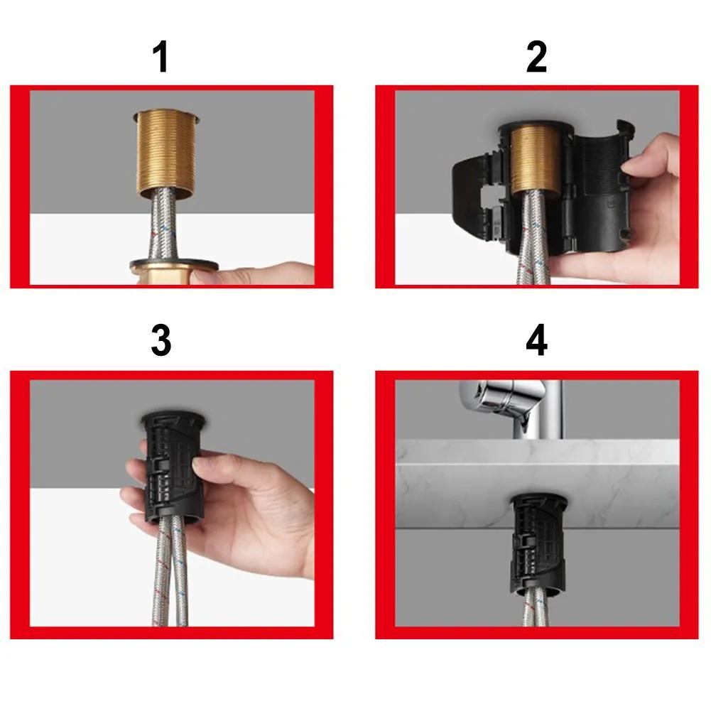 Basin Fastener Faucet Fixing Base Anti Loosing Black Buckle Design No Disassembly Required No Tools Required ABS