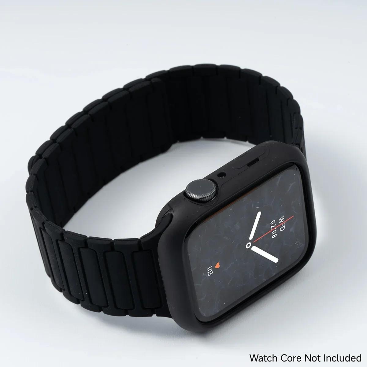 

Ремешок+Чехол для Apple Watch Band Ultra 49мм 46мм 44мм 40мм 45мм 41мм Мягкий силиконовый браслет для IWatch Series 6 SE 7 8 9 10 11 Чехол For Series 10 11 46mm